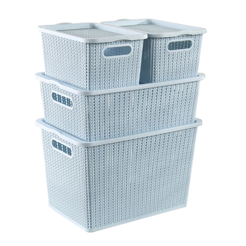 Hollow Storage Baskets for home Plastic Baskets With Lids A7018-2