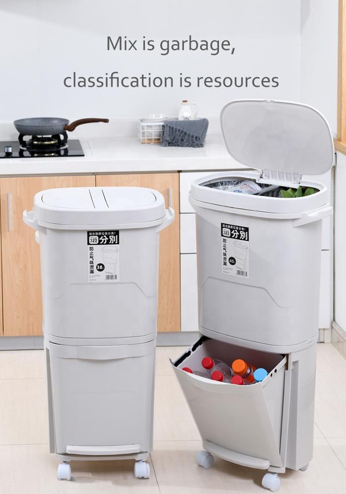 45L enlarged multi-functional household kitchen trash can With a single cover