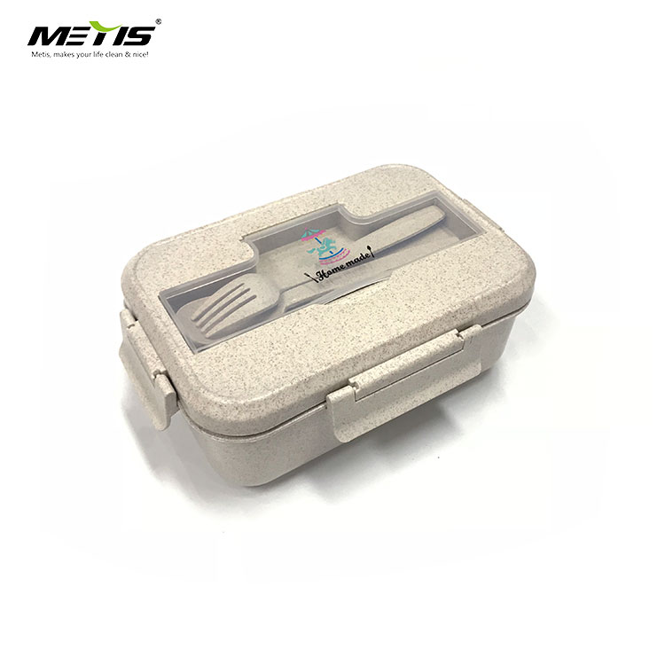Environmentally friendly tableware A6093 wheat straw material beton lunch box with spoon and fork