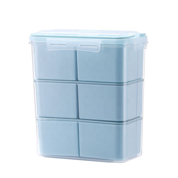 High quality good appearance square 6 parts divided picnic plastic lunch box