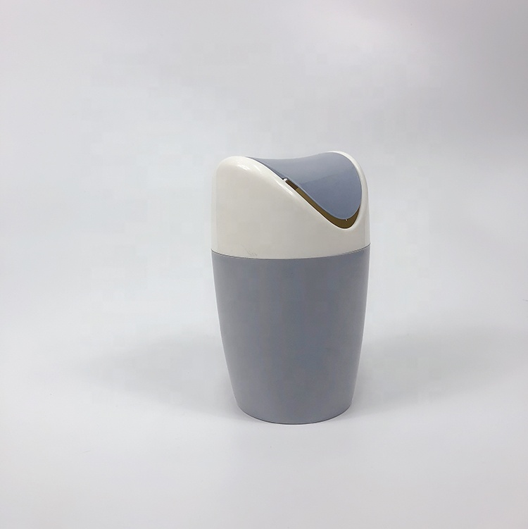 Round design small desk bin with swing lid