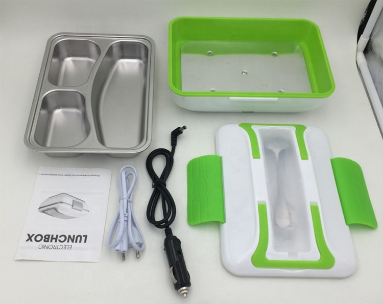 Safe portable integrated car use 12V electric stainless steel lunch box