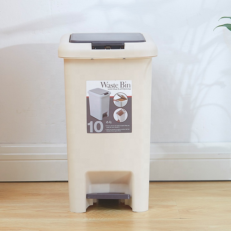China Wholesale Plastic Dustbin Pedal Trash Can Step on Wastebasket B1009-2