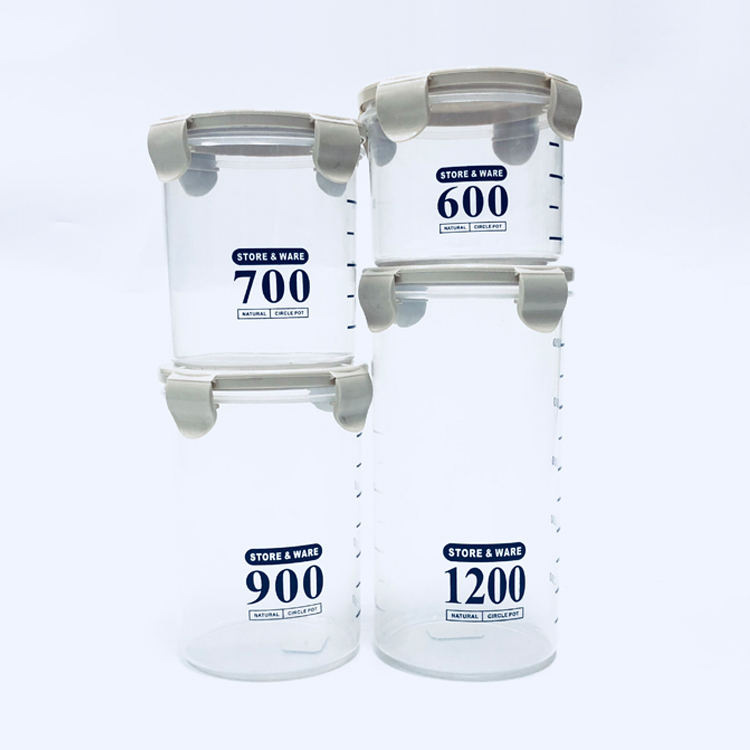 METIS Round airtight clear Plastic snack transparent airtight food container