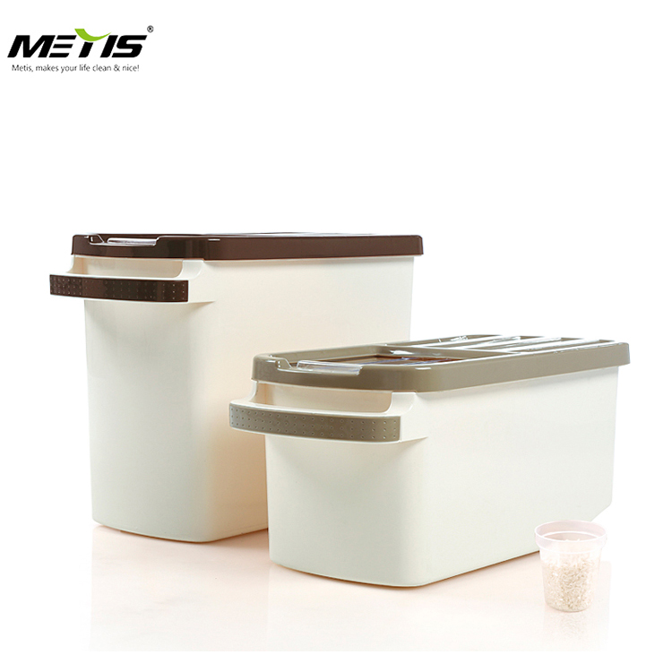Metis A7036 New Style Rice Food Storage Box Kitchen Organization with Measuring Cup Suspended Box 10L