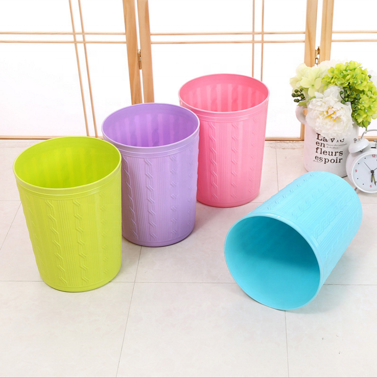 Round Plastic Small Trash Can Wastebasket Garbage Container Bin for Bathrooms