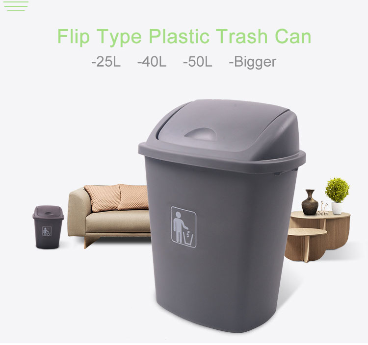 Outdoor hot sale T002-4 garbage bin 70L plastic trash can waste trolley bin with lid