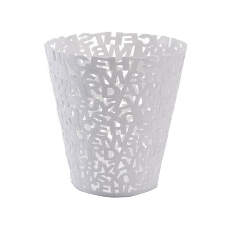 New designs for the young trend of 2020 letter-shaped hollow plastic trash cans use for office