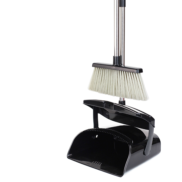 High Quality Home Use Kitchen Outdoor Broom With Dustpan Premium Long Handled Broom Dustpan Combo Upright Standing SS002-1-5