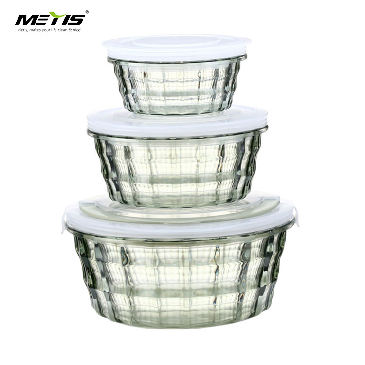 Durable And Easy Clear Transparent Plastic Food Container Set Round Bento Box With Lid Metis A4008
