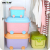 Cute colorful kids toy car storage bins stackable plastic storage box for toys with lid and wheels
