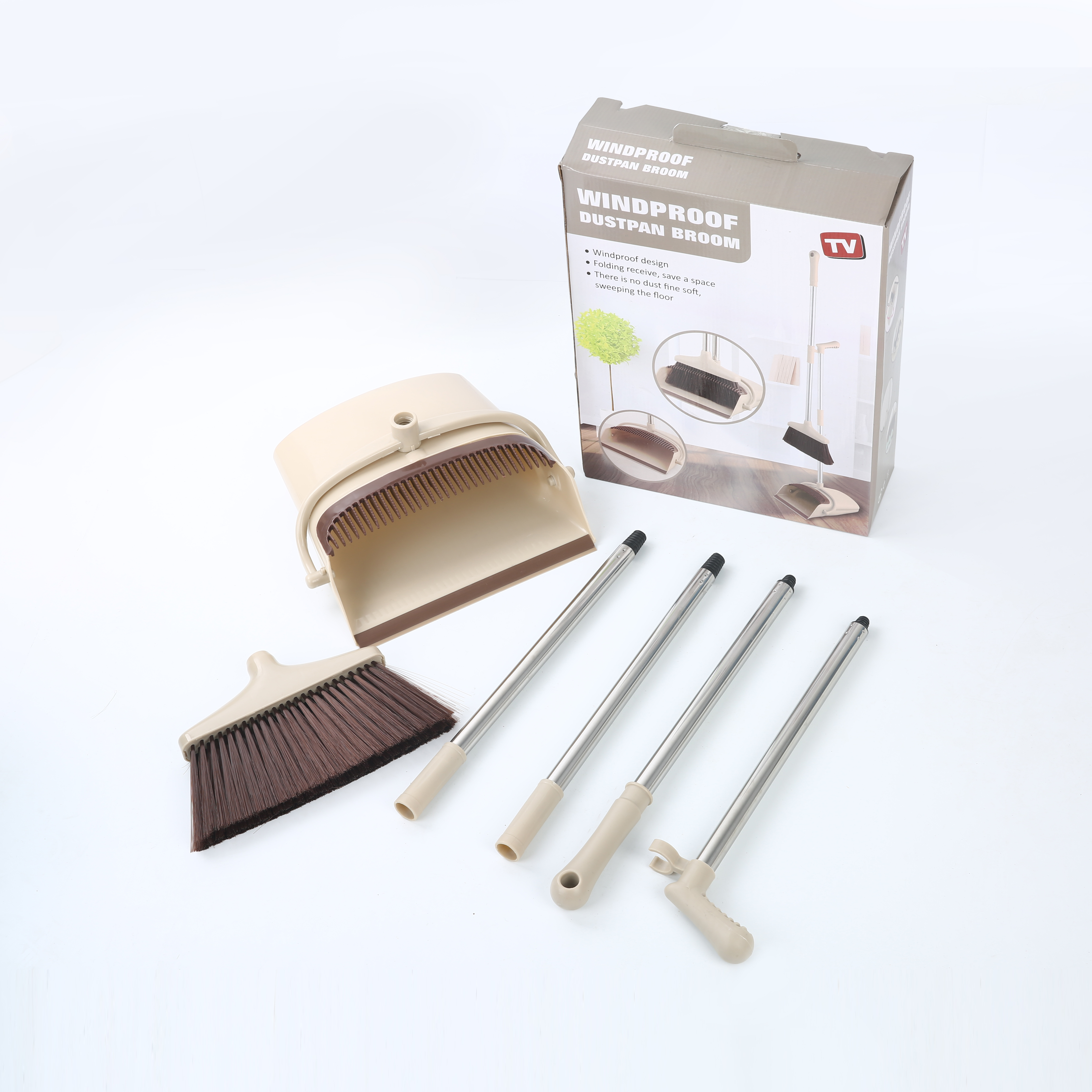 Stainless Steel Long Handle Kitchen Folding Broom And Dustpan Set Metis 8310