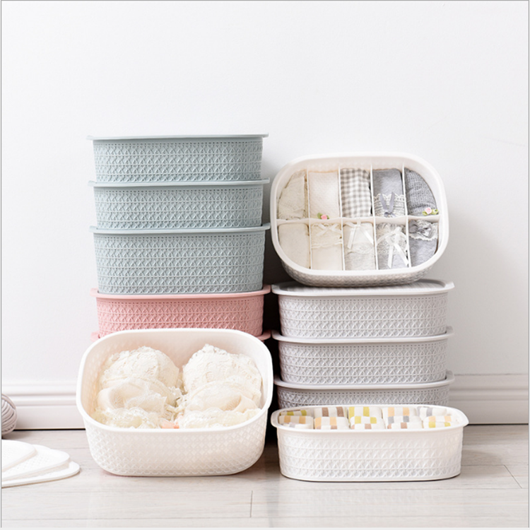 An unwoven woven underwear storage basket plastic storage box