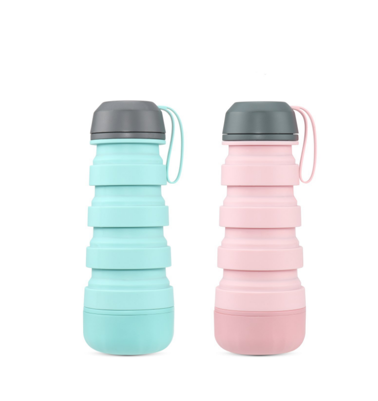 Durable heat resistant portable cheap easy packing folding silicone sport water bottle