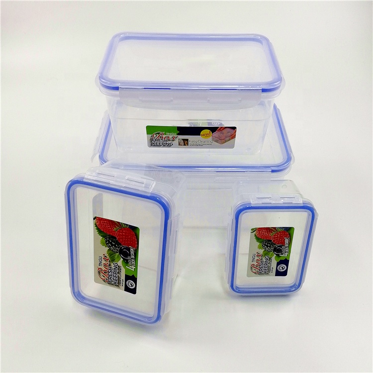 3700ml transparent rectangle sealed plastic food storage containers plastic crisper