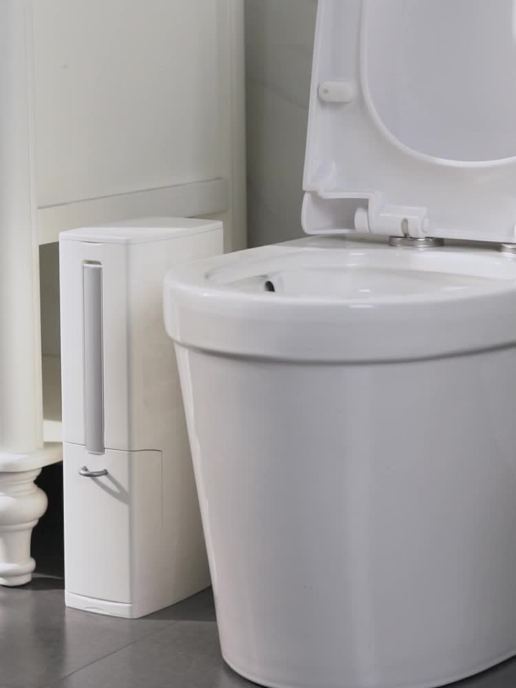 Bathroom Garbage Bin Toilet Brush Integrated Sets With Flip Handle Liner Trash Can 3 In 1
