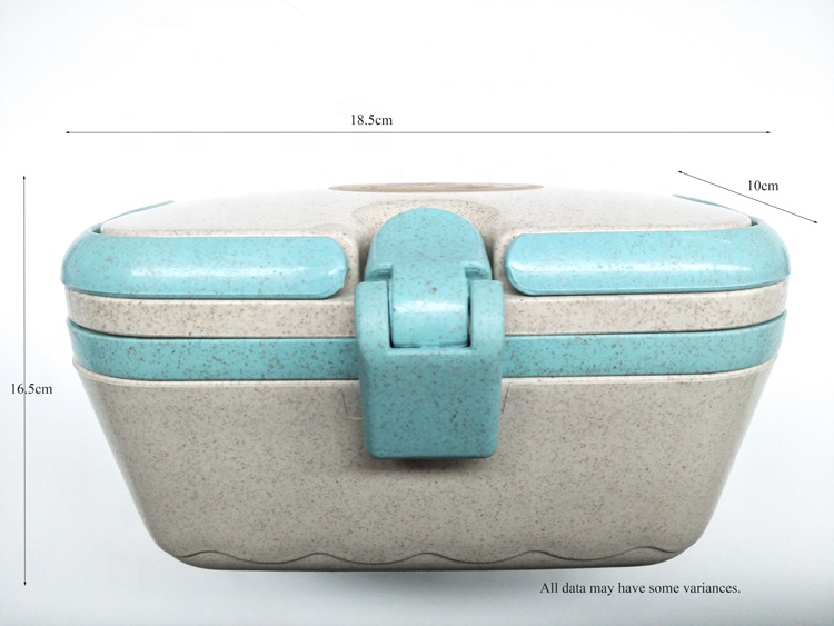 Natural Wheat Straw Lunch Bento Box 3-Compartment with Reusable Cutlery