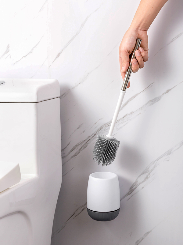  Household Cleaning Plastic Toilet brush Flat Silicone Toilet Brush With Holder Set M1002