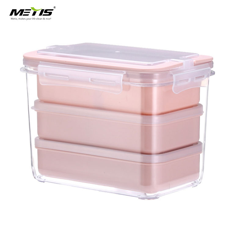 Metis A4009 Lunch Box Microwavable Meal Prep Containers 3 Parts Plastic Divided Food Storage Container Boxes for Kids Adult