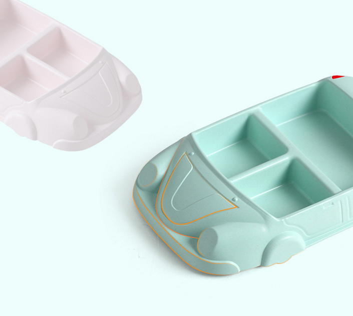 School lunch tray Bamboo fiber PP material colorful kids meal tray car shape plates dish for baby children