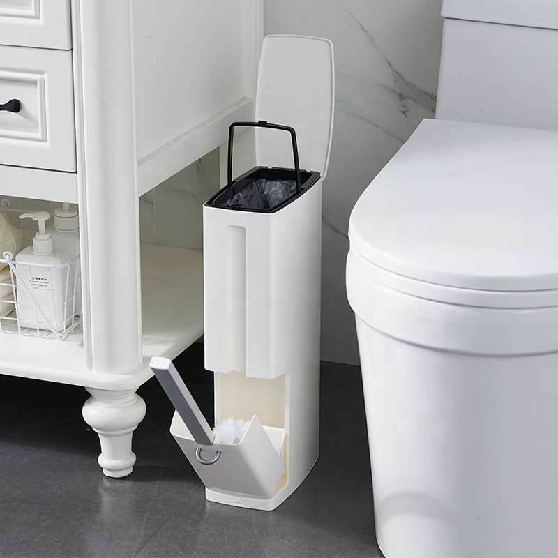 Multi-Function Toilet Brush Integrated Sets With Flip Handle Liner Trash Can Home Bathroom